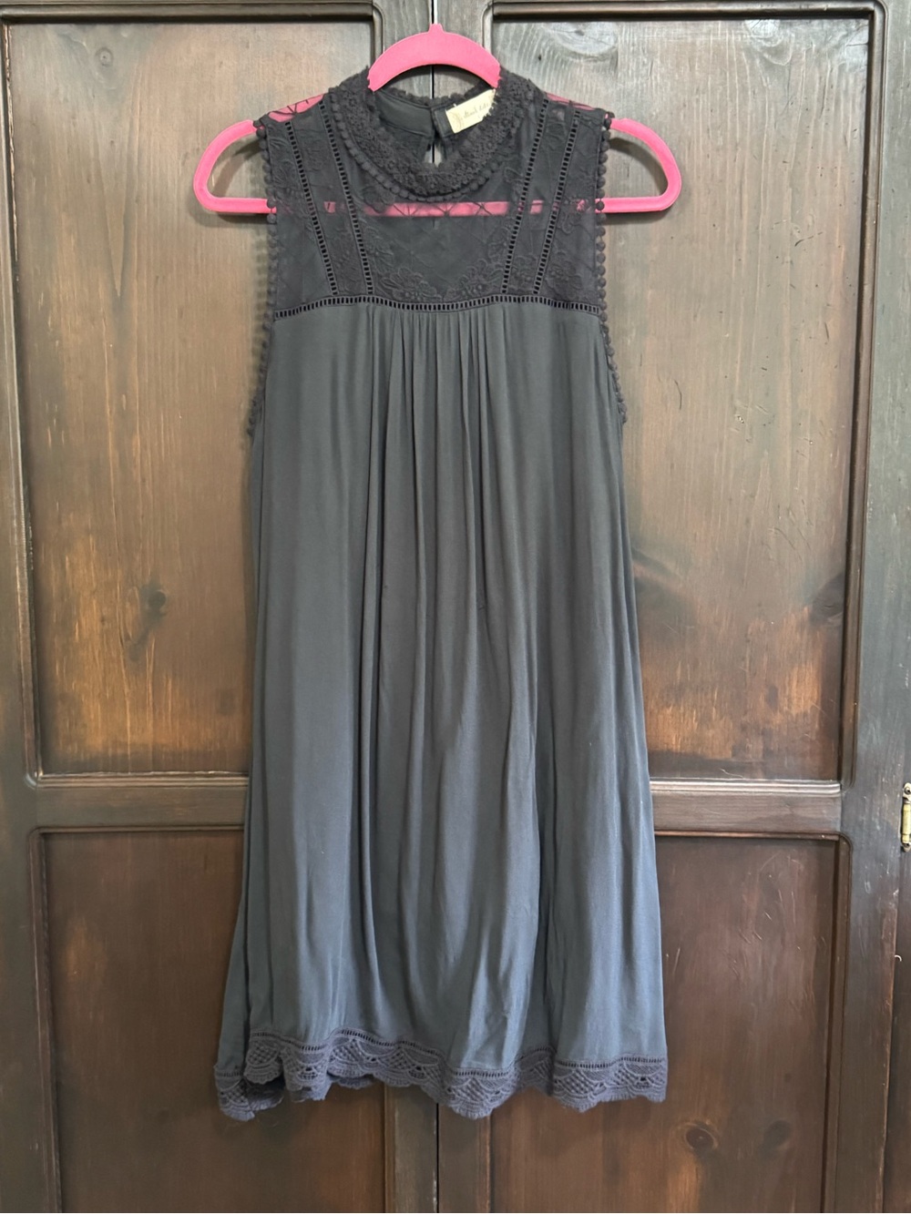 Altar’d State Sleeveless Black Coquette Lace Mock Neck Vintage Style Lace Dress